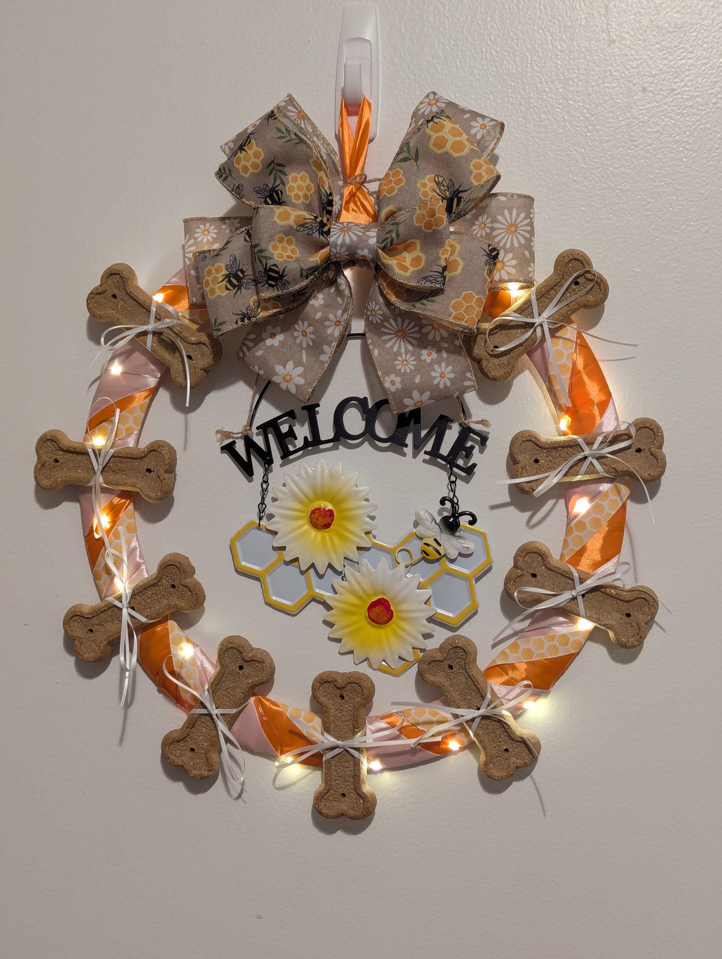 Bees Welcome Dog Cookie Wreath