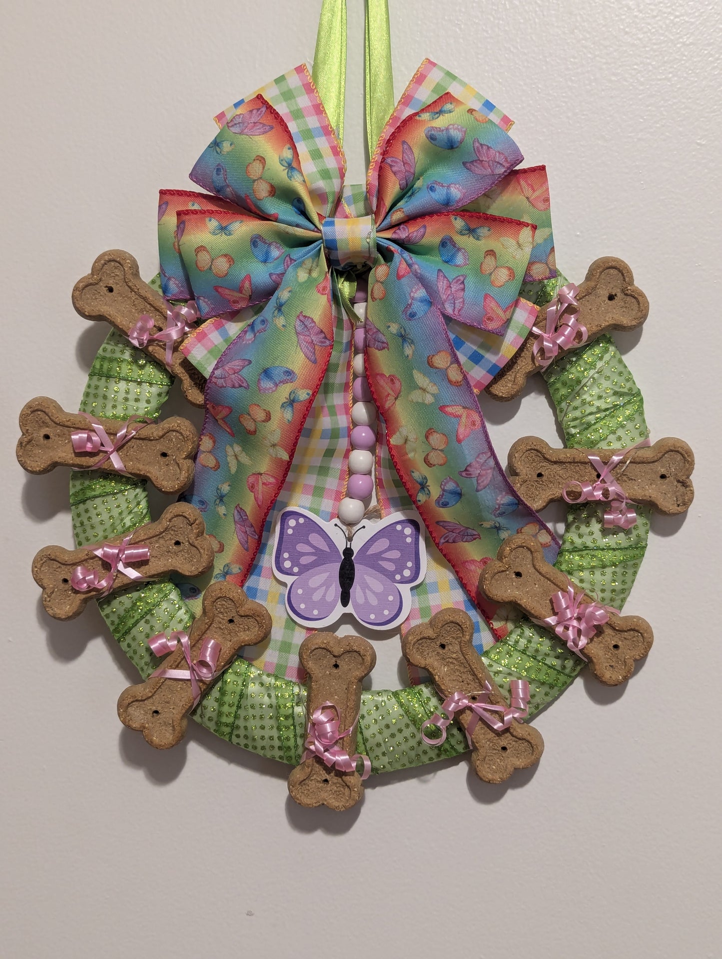 Lavender and Lime Butterfly Dog Cookie Wreath
