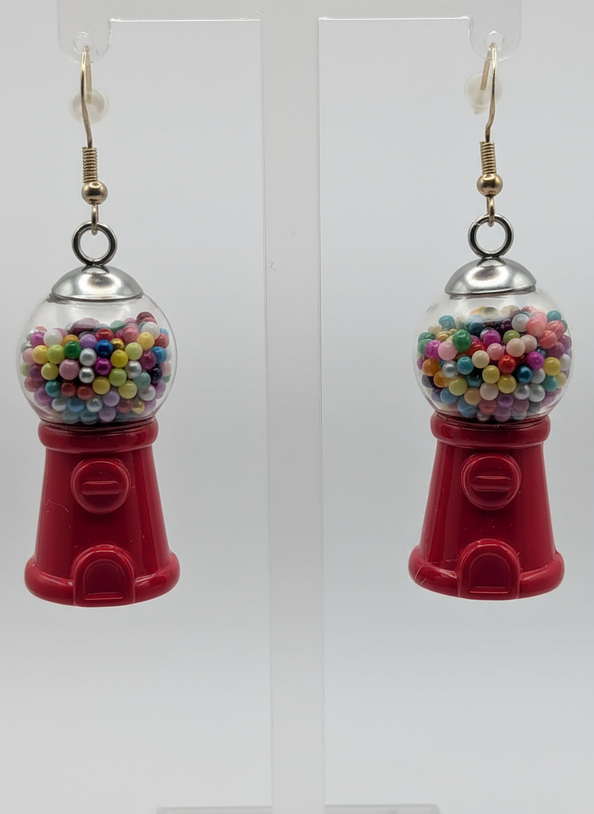 Retro Red Gumball Machine Earrings
