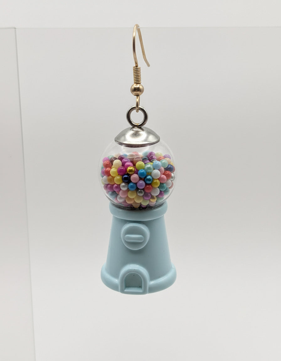 Retro Blue Gumball Machine Earrings