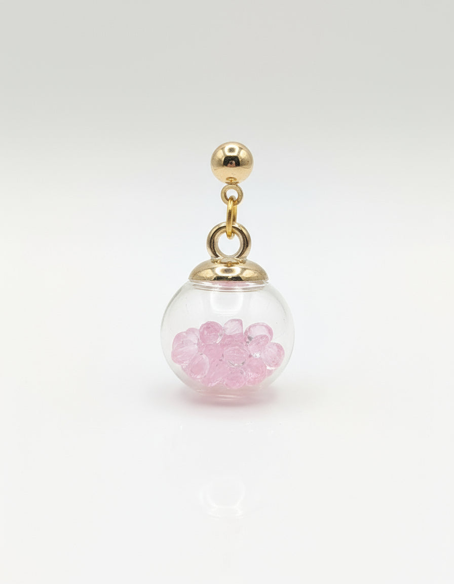 Light Pink Rhinestone Glass Globe Post Earrings