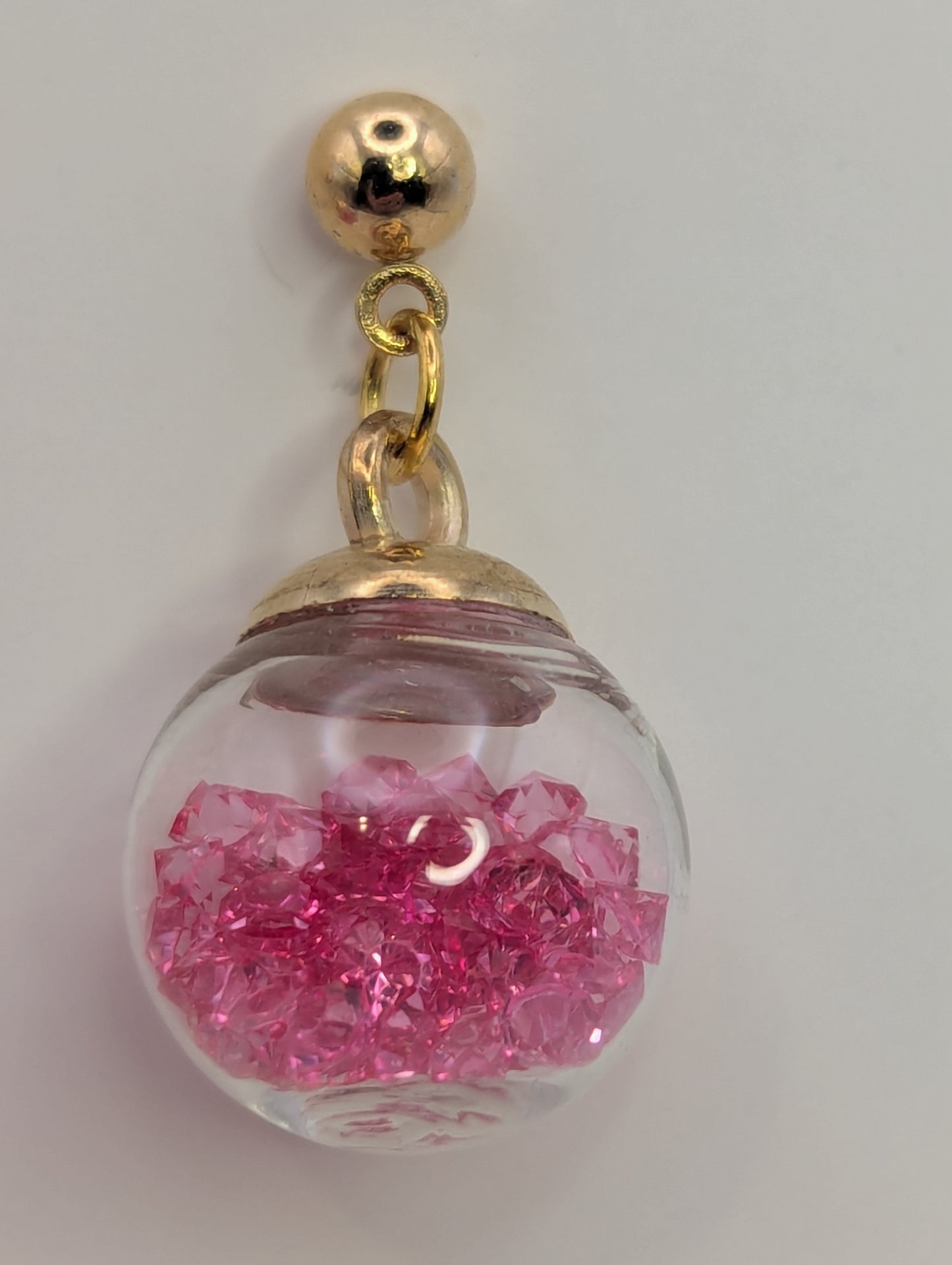 Hot Pink Rhinestones Globe Post Earrings