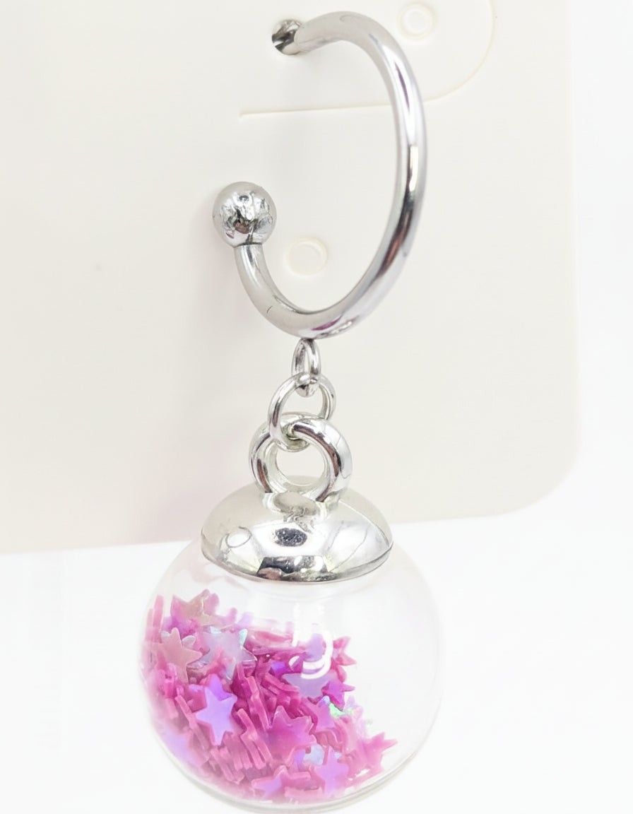Fuchsia Glitter Globes on Steel Hoops