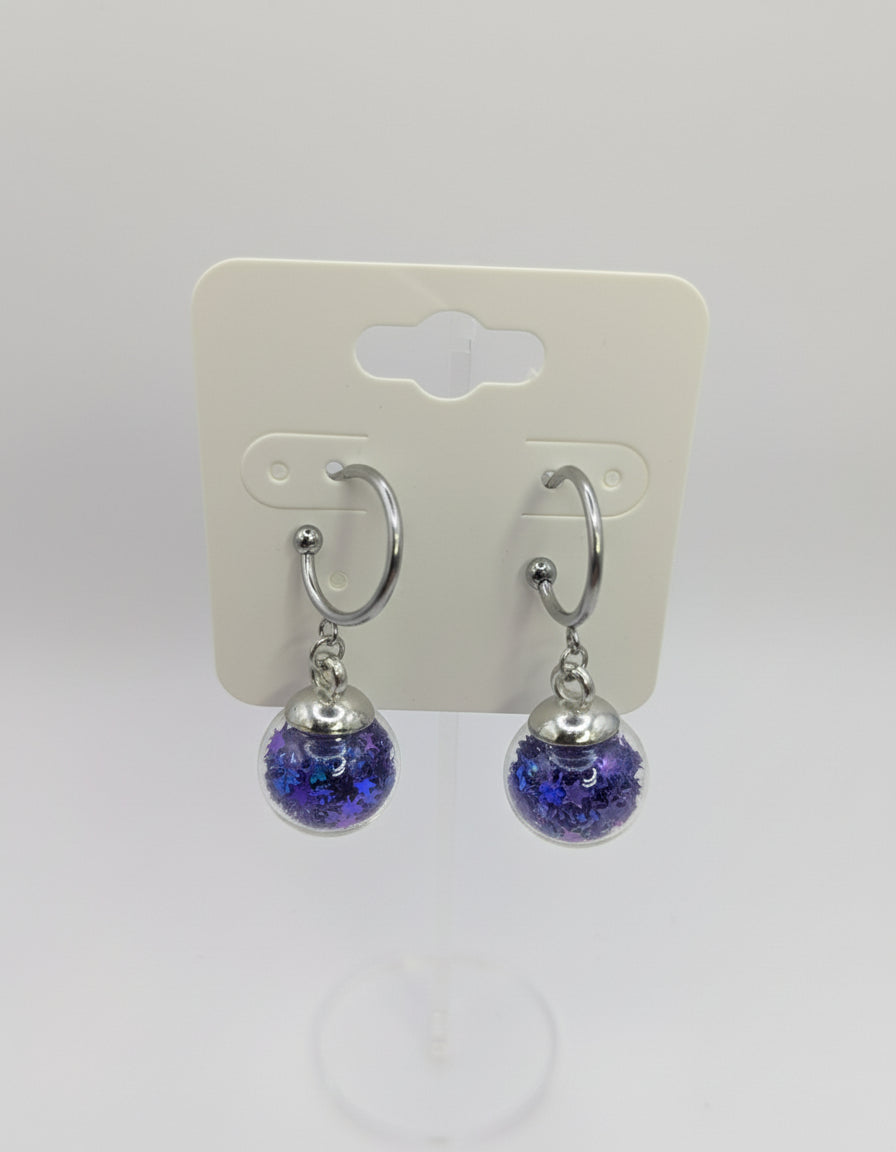 Royal Blue Glitter Globes on Steel Hoops
