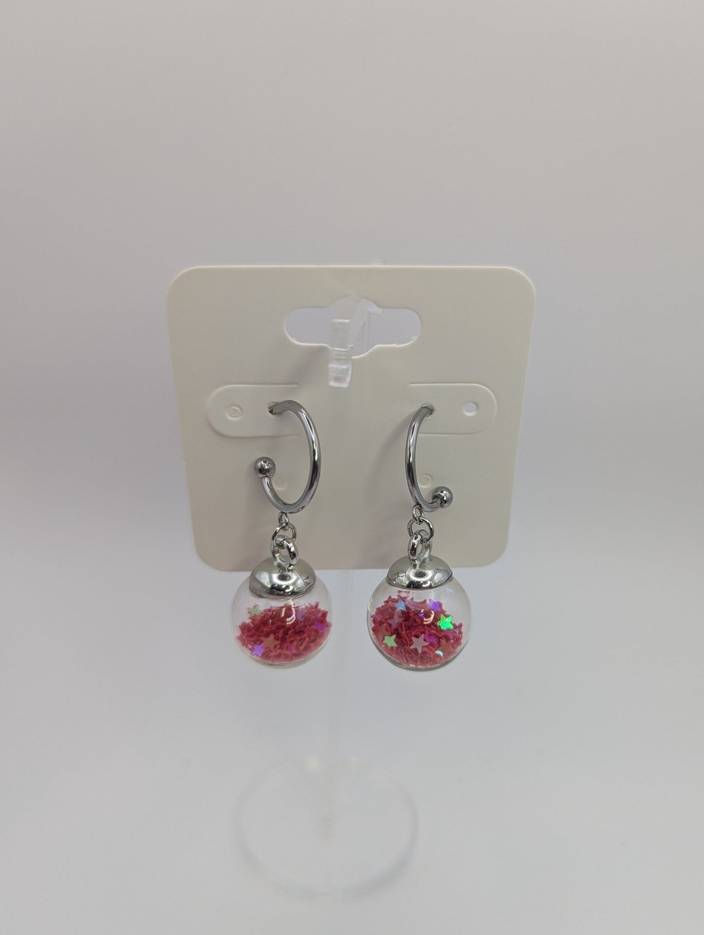 Red Glitter Globes on Steel Hoops