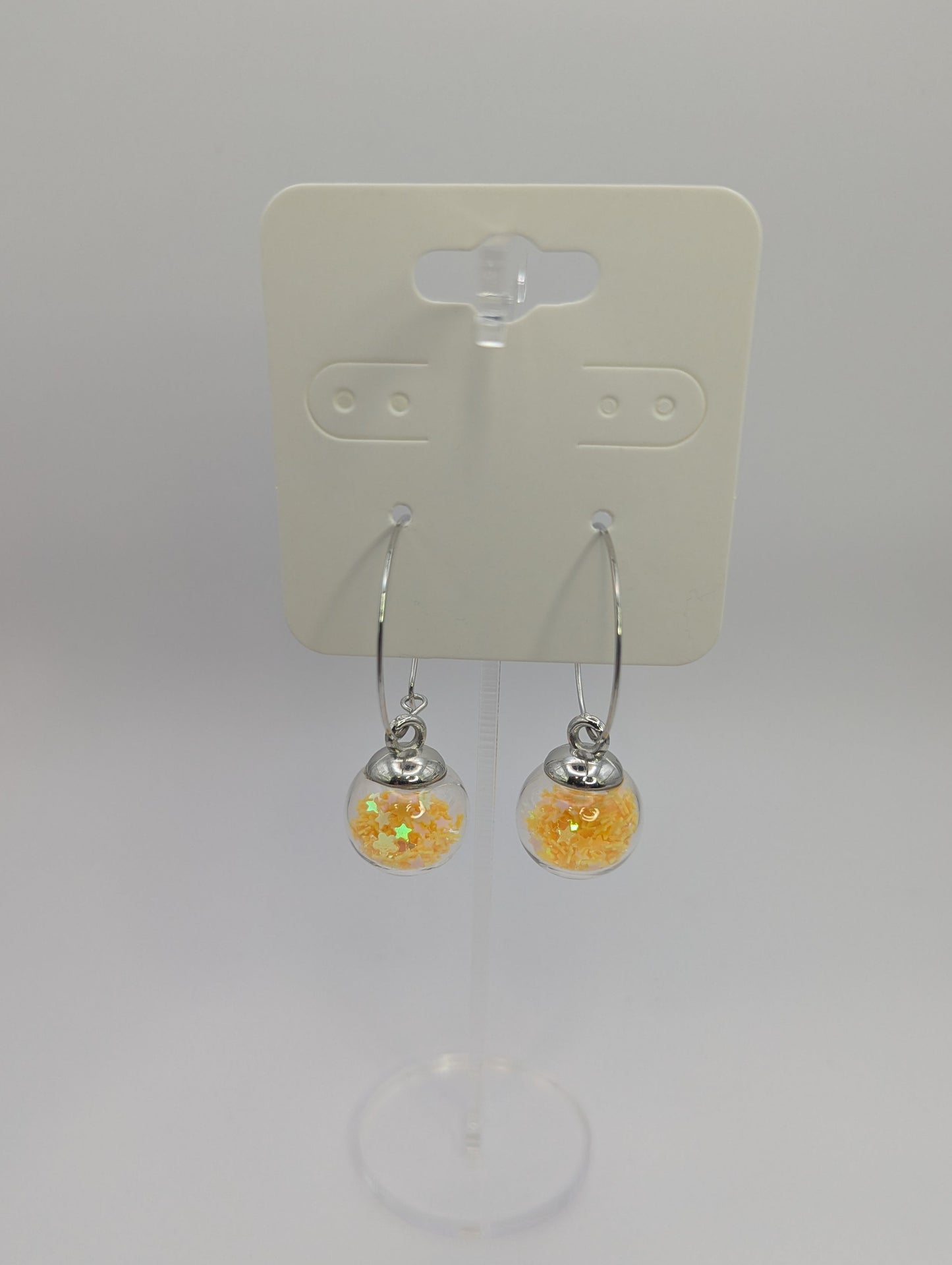 Yellow Glitter Globes on Large Steel Hoops