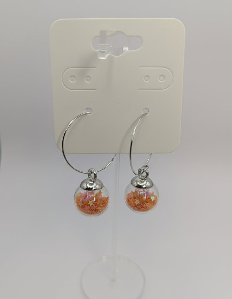 Orange Glitter Globes on Large Steel Hoops