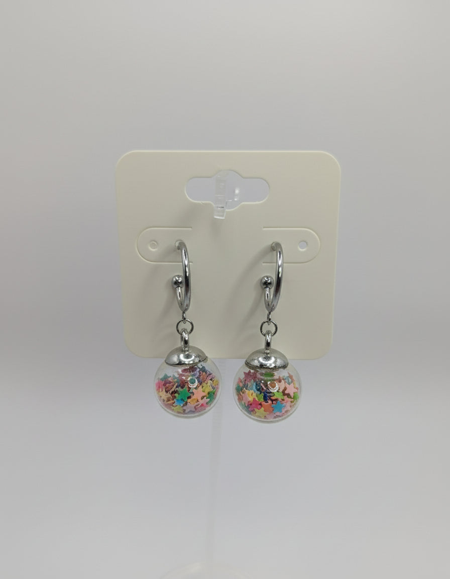 Multicolor Glitter Globes on Steel Hoops