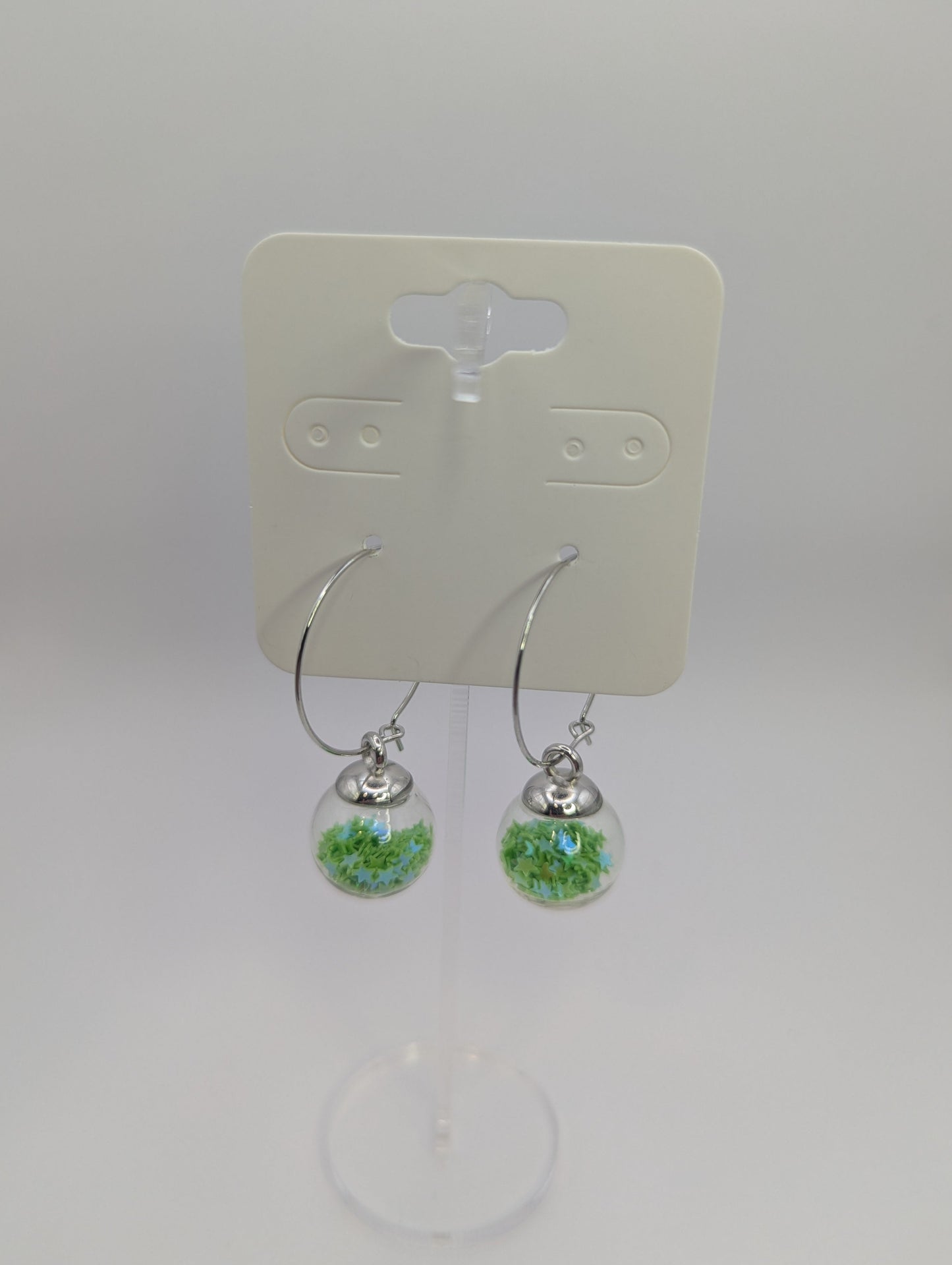 Green Glitter Globes on Large Steel Hoops