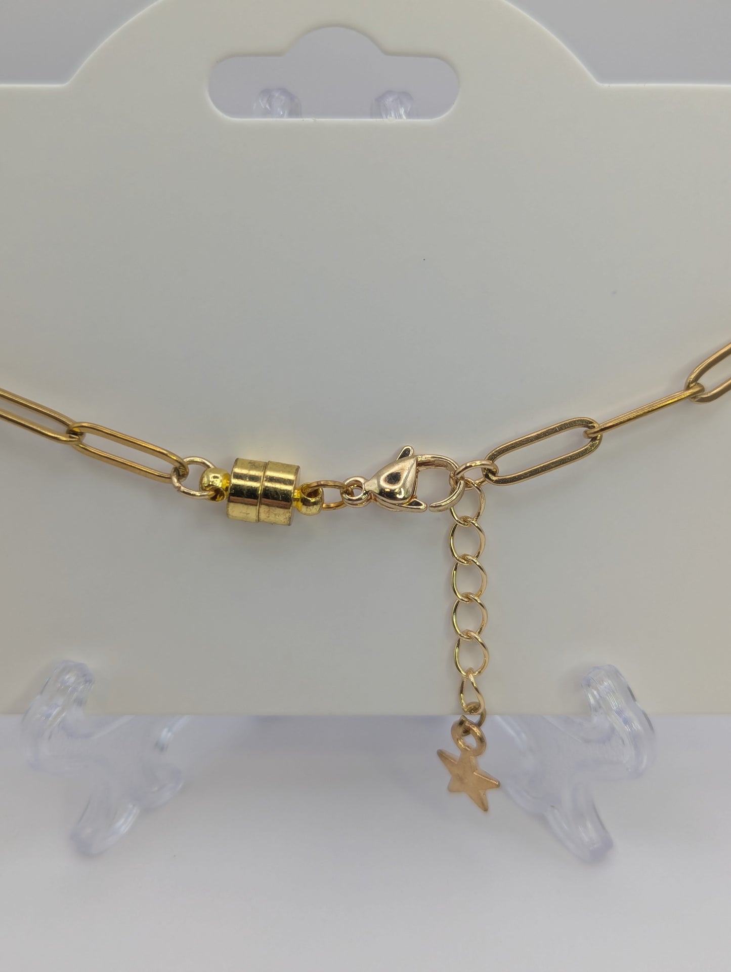 Gold Star Glitter Globe Bracelet on Paper-Clip Chain