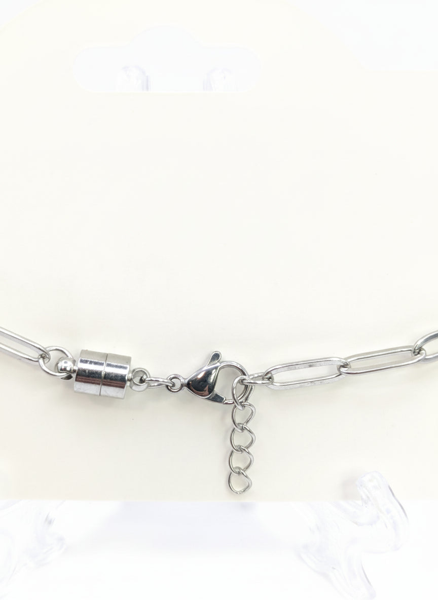 Silver Chunky Glitter Globe on Adjustable Silver Paperclip Bracelet