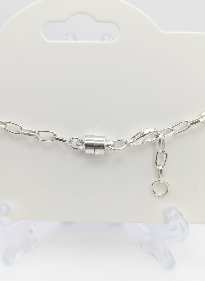 Mint Green Glitter Globe on Adjustable Chunky Silver Chain Bracelet