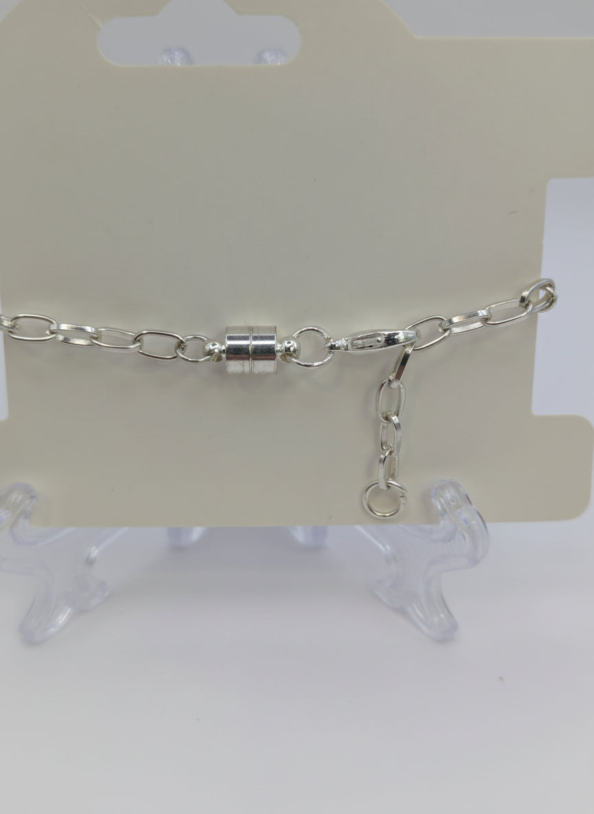 Purple Glitter Globe on Adjustable Silver Chunky Chain Bracelet