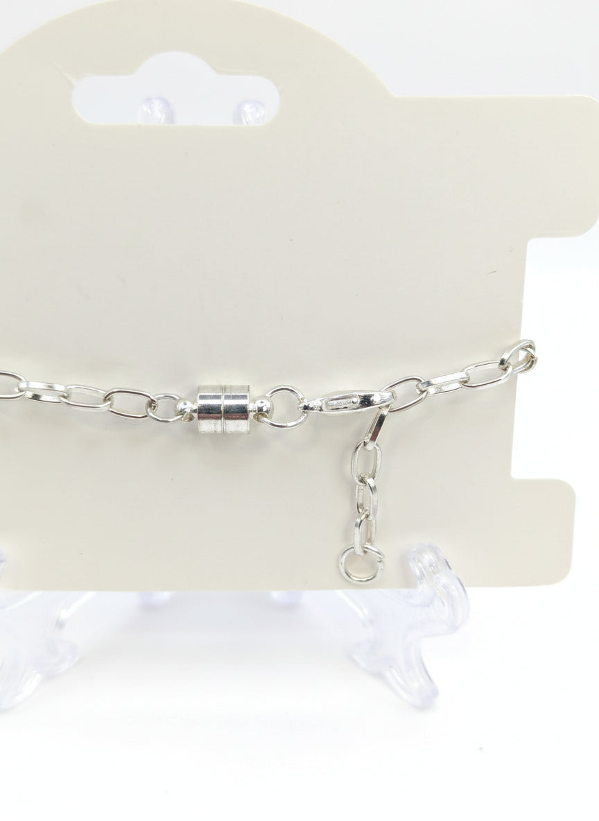 Purple Glitter Globe on Adjustable Silver Chain Bracelet
