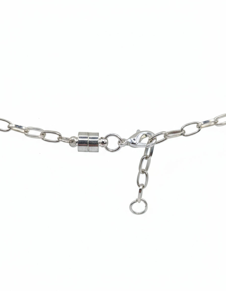 Teal Glitter Globe on Adjustable Silver Chunky Chain Bracelet