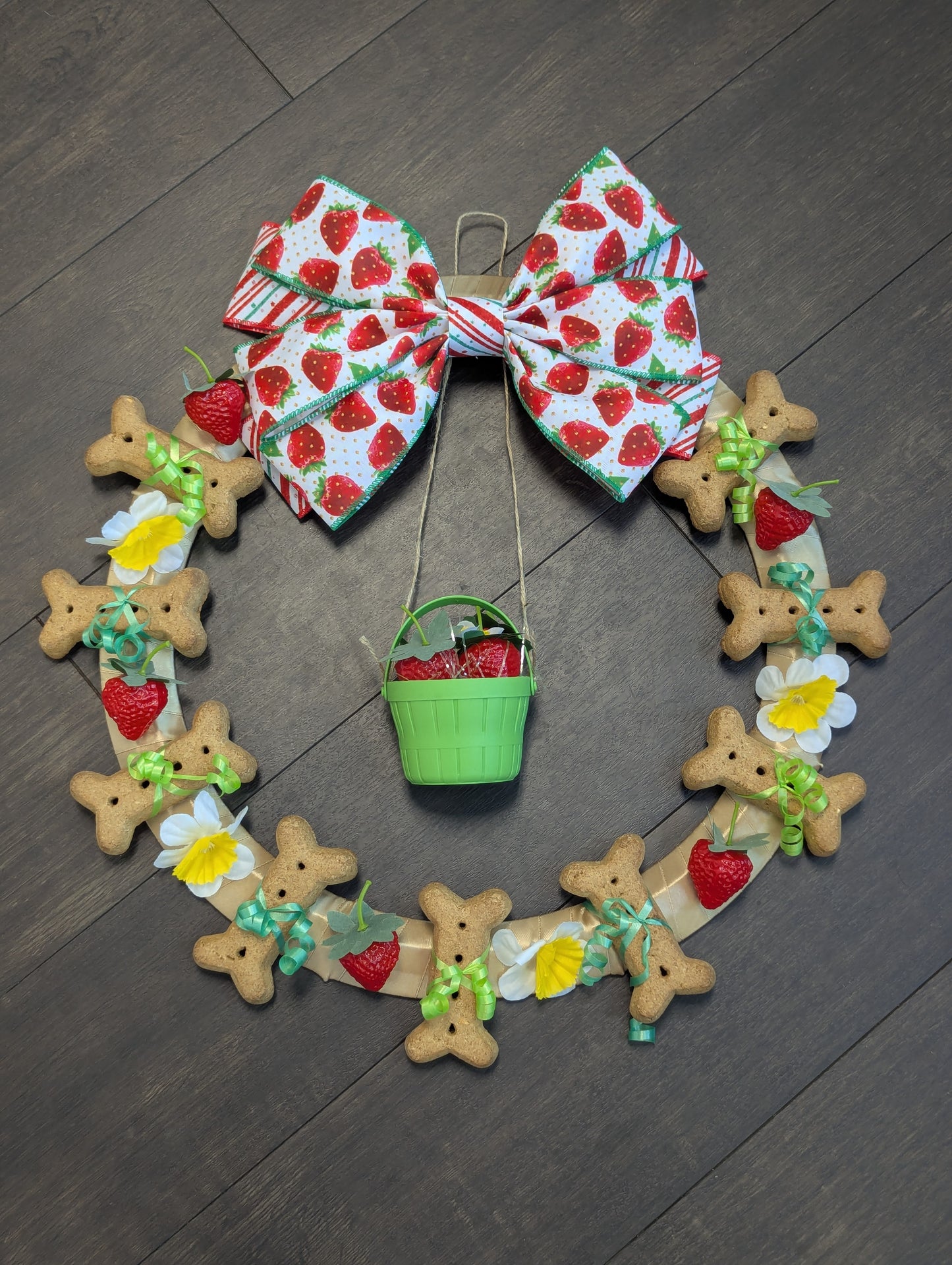 Strawberry Harvest Dog Cookie Wreath