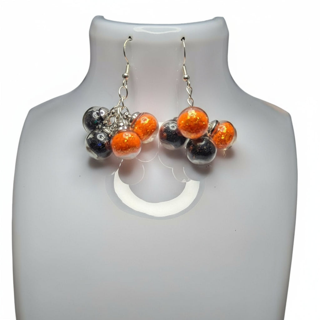 Halloween Cluster Glitter Globe Earrings