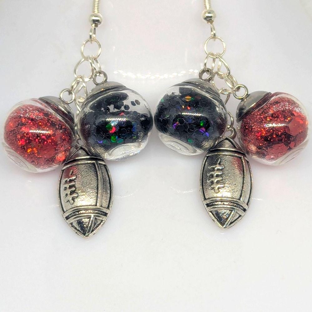 Team Spirit Red & Black Drop Earrings