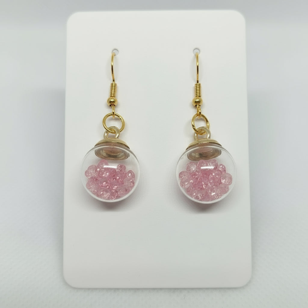 Blush Rhinestone Glass Globe Earrings