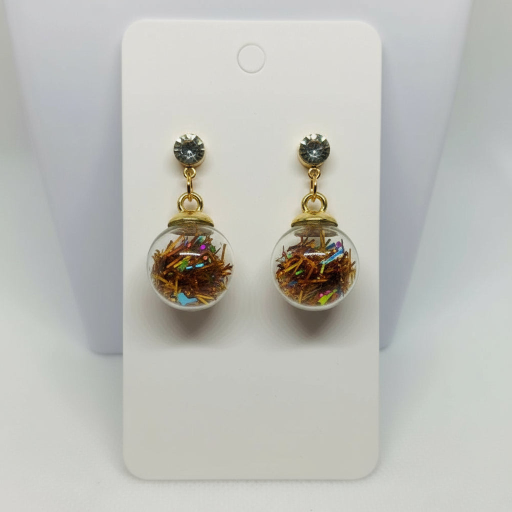 Golden Tinsel Festive Globe Earrings