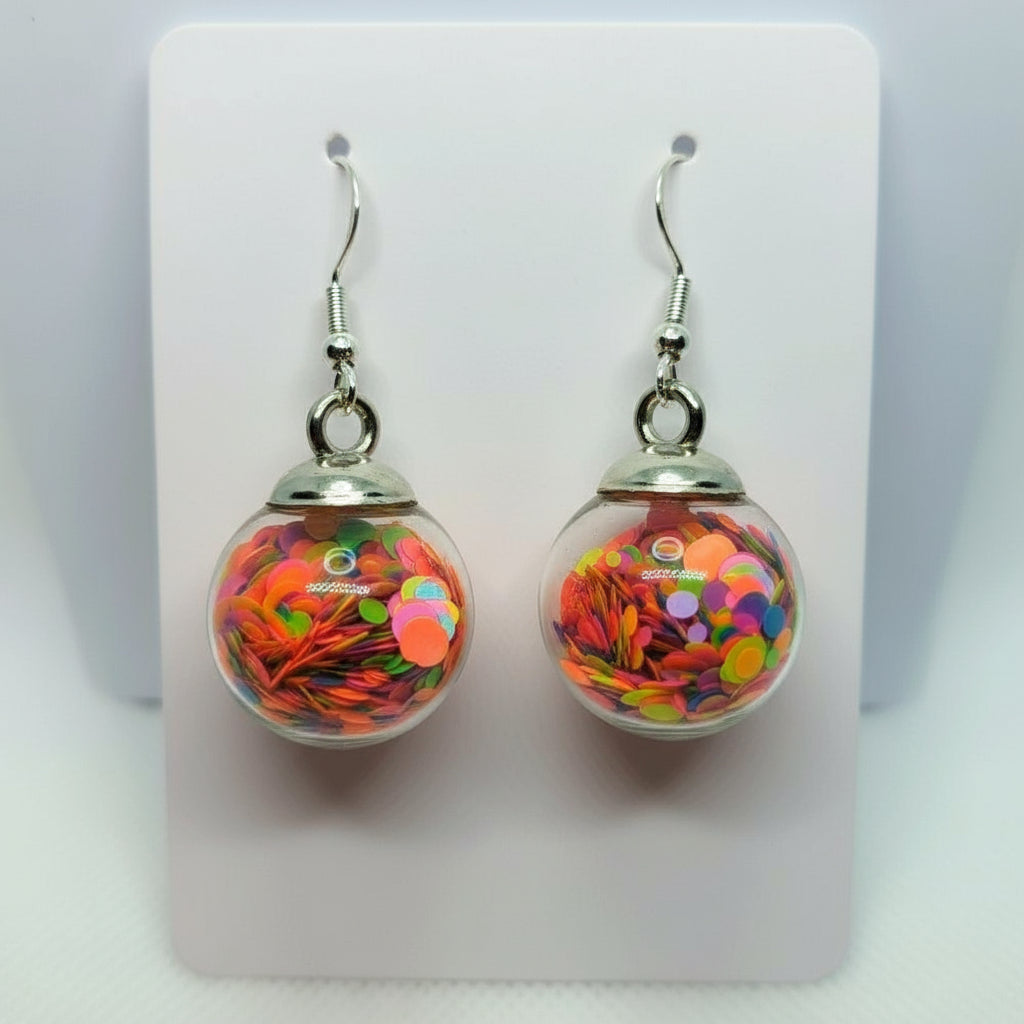 Neon Festival Glitter Globe Earrings
