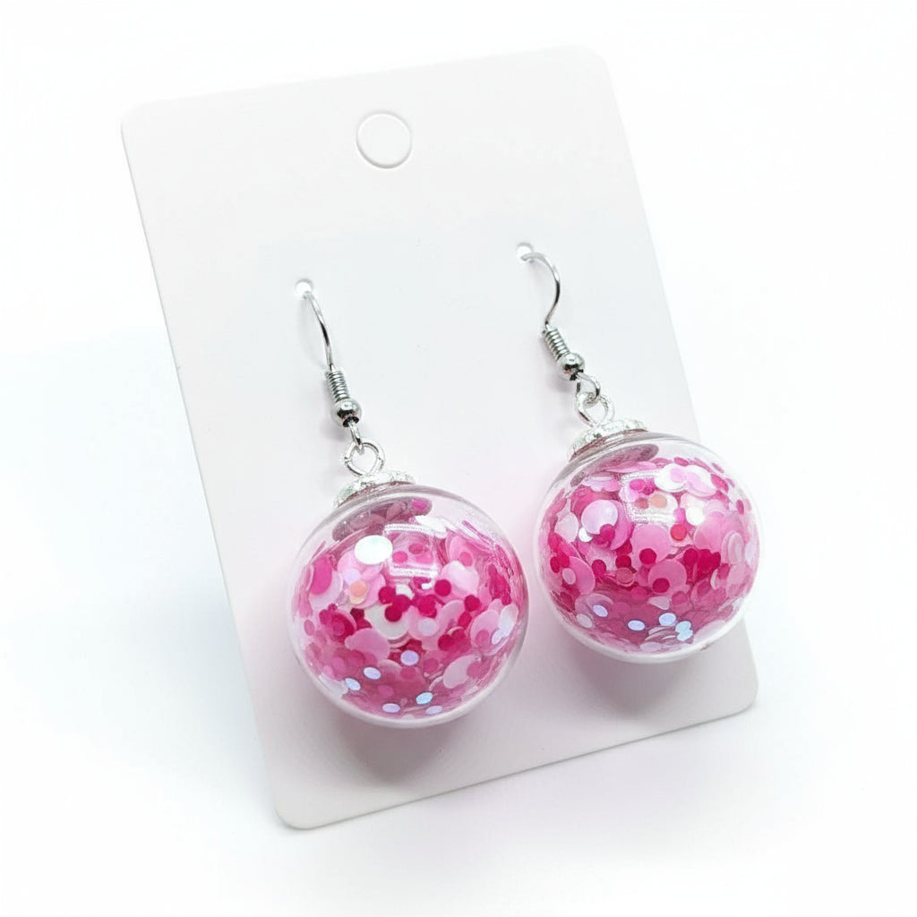 Candy Swirl Glitter Globe Earrings
