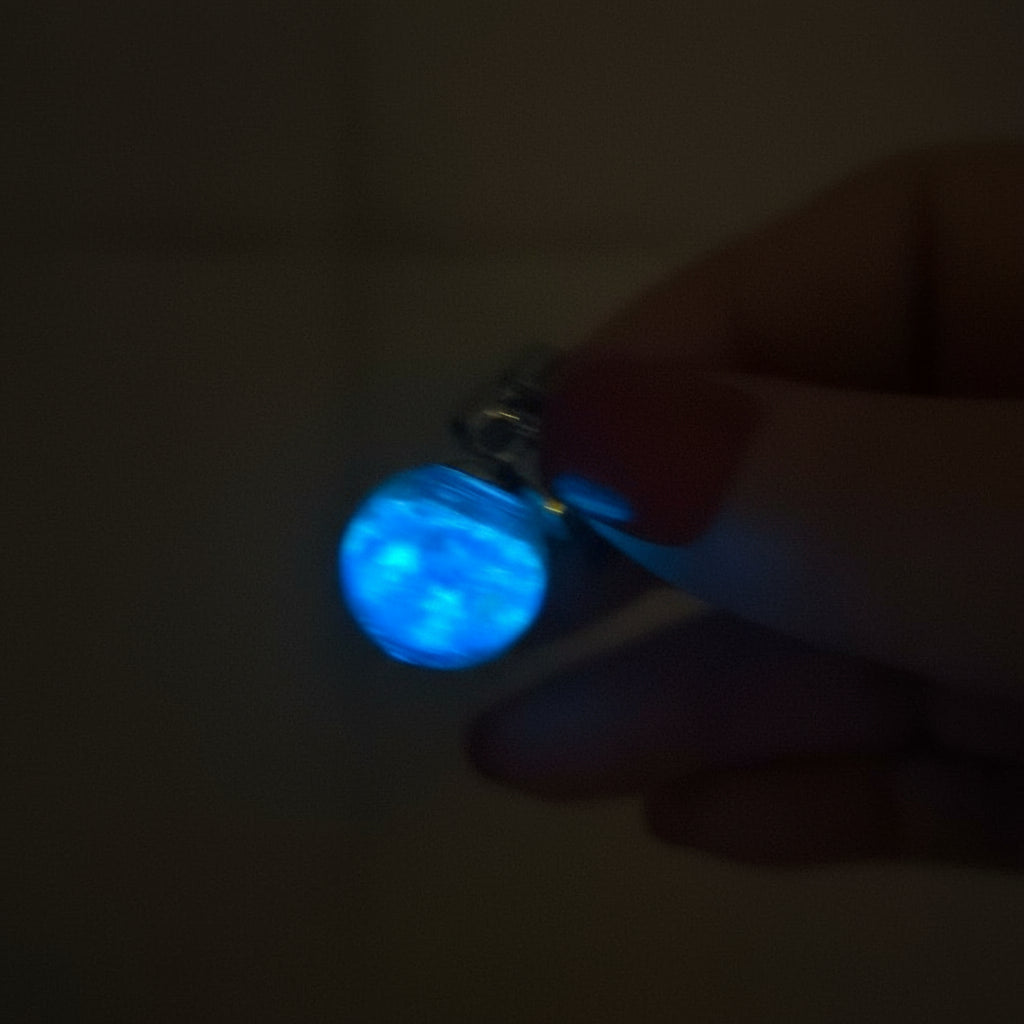 Glow-in-the-Dark Rhinestone Globe Ring on Adjustable Silver Band