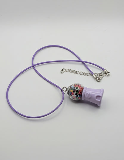 Retro Lavender Gumball Machine Necklace on Purple Nylon Cord
