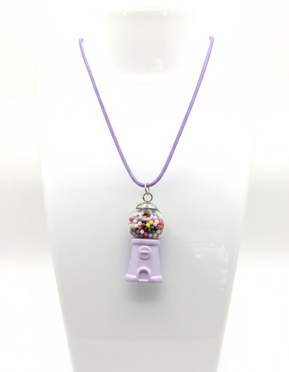 Retro Lavender Gumball Machine Necklace on Purple Nylon Cord