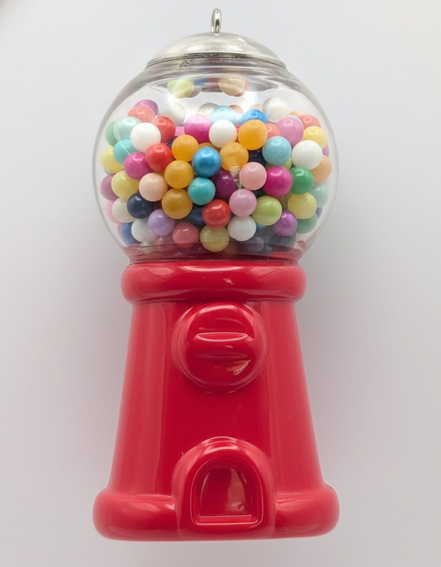 Retro Red Gumball Machine Necklace on Stainless Steel Chain