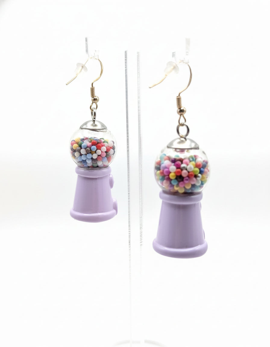 Retro Lavender Gumball Machine Earrings