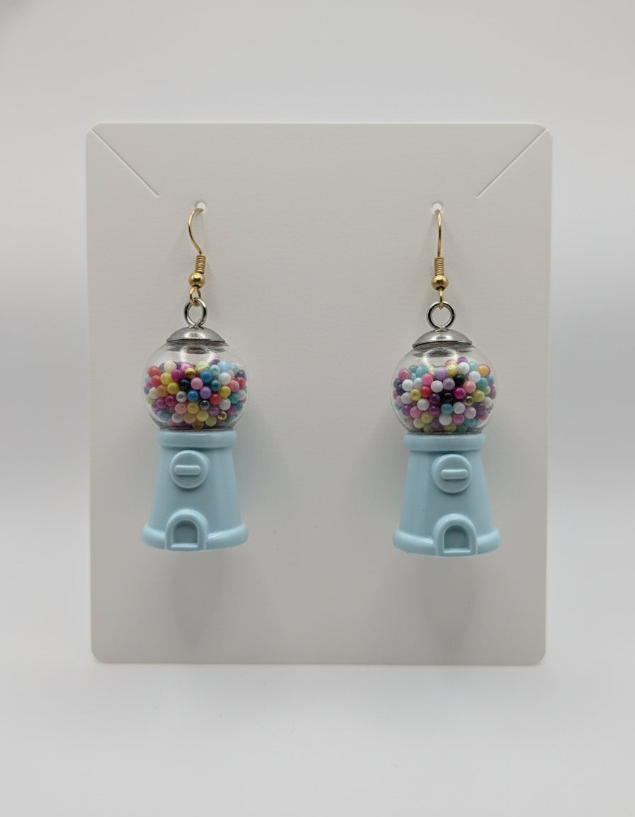 Retro Blue Gumball Machine Earrings