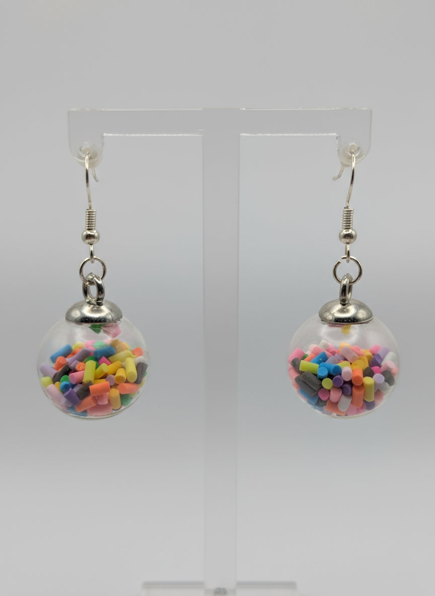 Sprinkles-Filled Party Globe Earrings