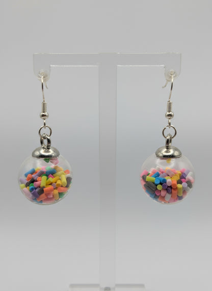 Sprinkles-Filled Party Globe Earrings