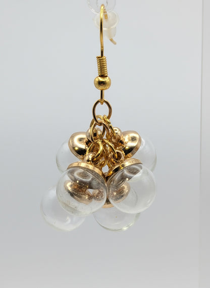 Airy Glass Globe Cluster Gold Earrings
