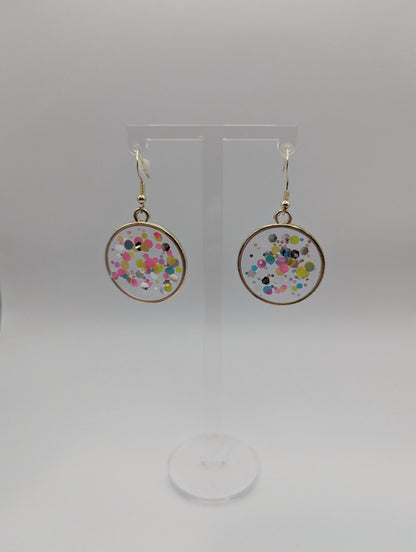 Multidimensional Neon Glitter Resin Earrings