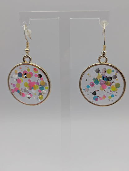 Multidimensional Neon Glitter Resin Earrings