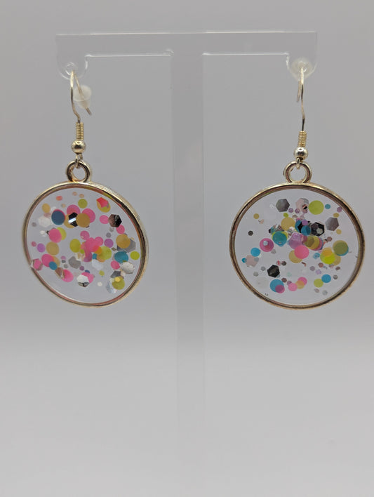 Multidimensional Neon Glitter Resin Earrings