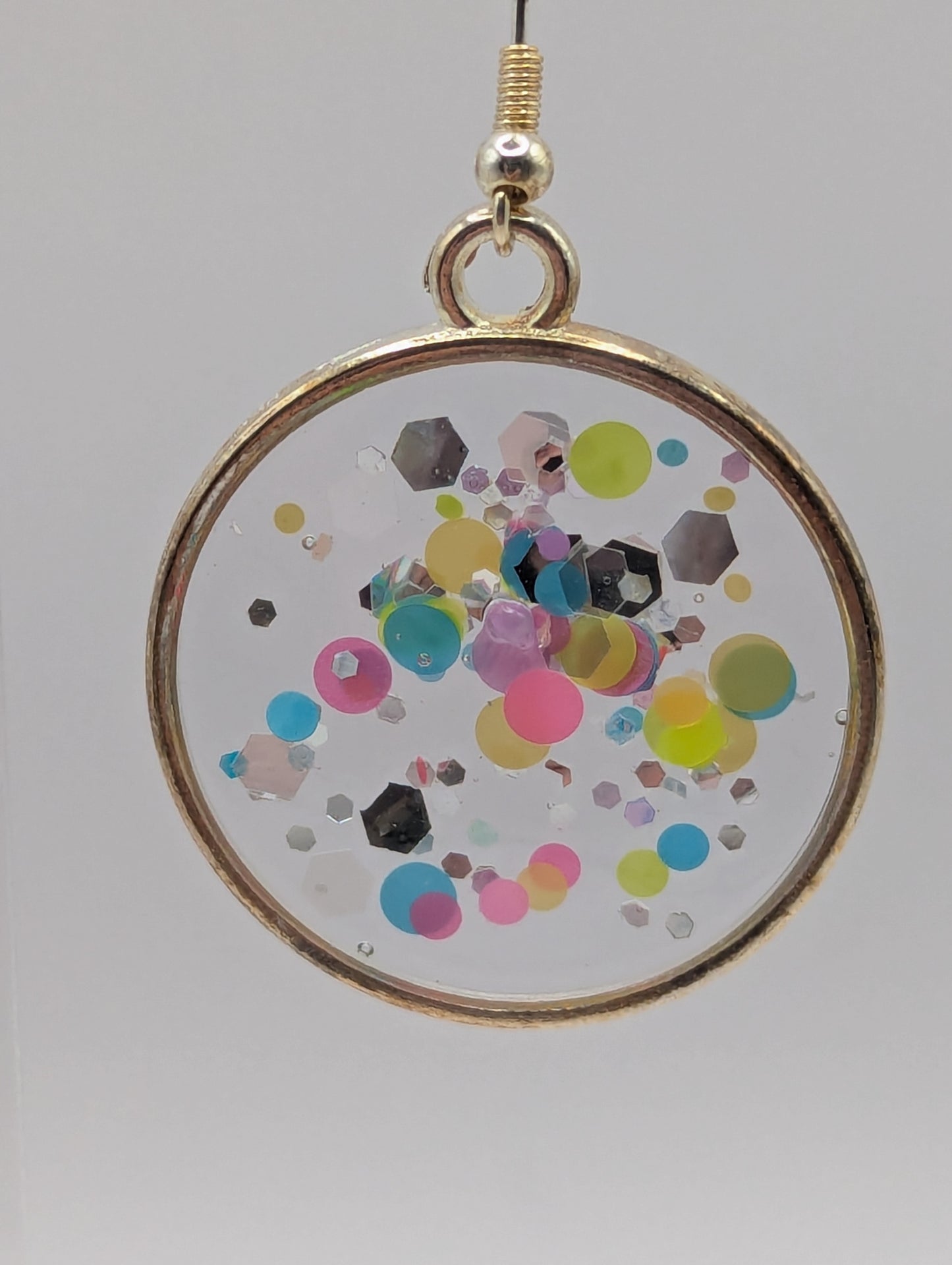 Multidimensional Neon Glitter Resin Earrings