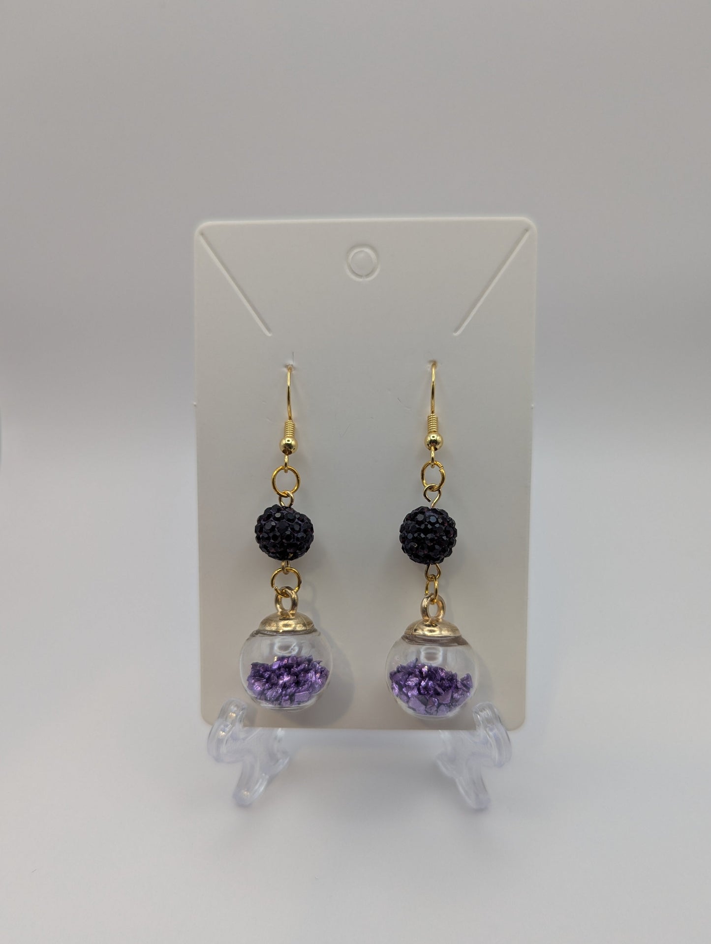 Amethyst Glitter & Bead Earrings