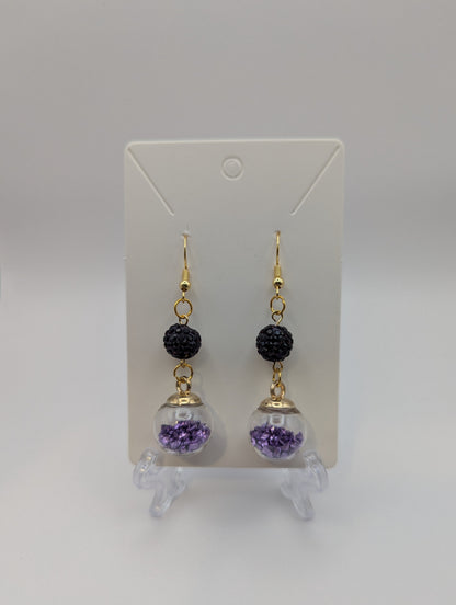 Amethyst Glitter & Bead Earrings