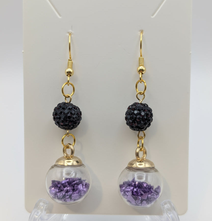 Amethyst Glitter & Bead Earrings