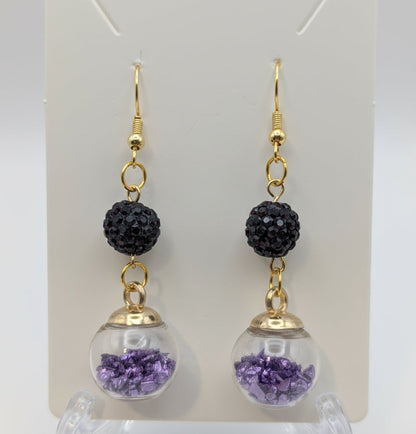 Amethyst Glitter & Bead Earrings