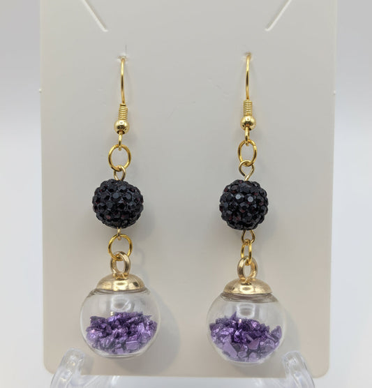 Amethyst Glitter & Bead Earrings
