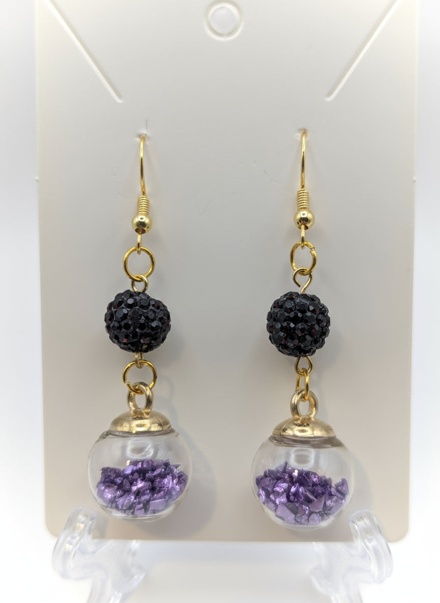 Amethyst Glitter & Bead Earrings