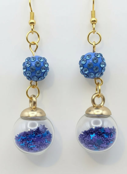 Cobalt Glitter & Shimmering Bead Earrings