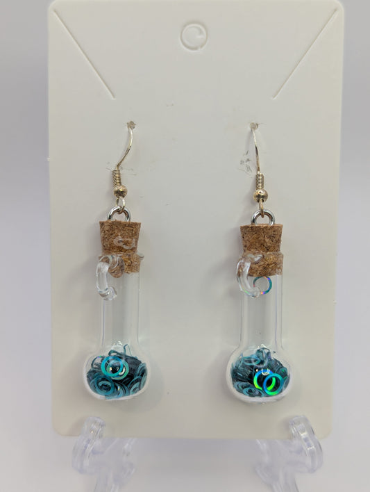 Aquamarine Pick Your Poison Vial Earrings