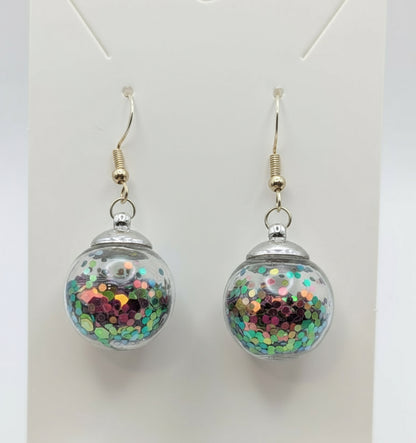 Aurora Borealis Glitter Globe Earrings