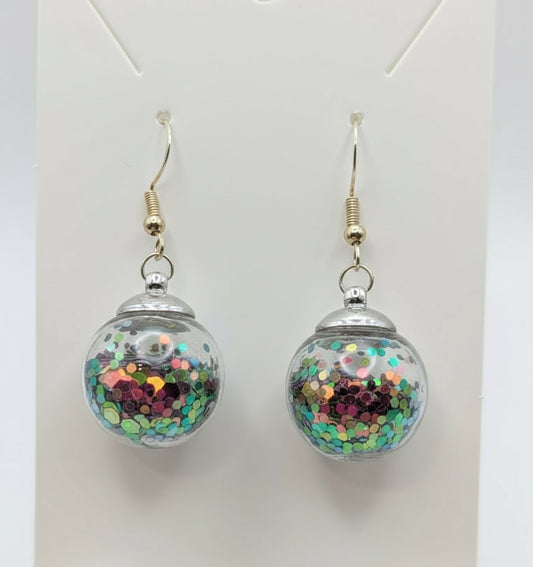 Aurora Borealis Glitter Globe Earrings