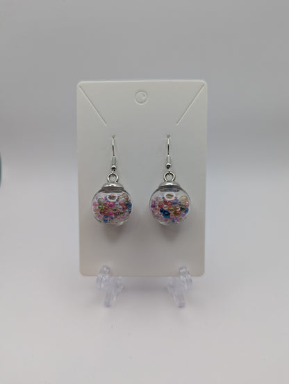 Colorful Watercolor Bead Globe Earrings